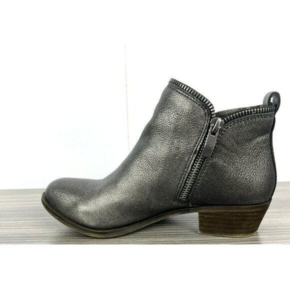 Vince Camuto Women Bootie Size 6 Bristin Low Heel Leather Bootie Exposed Zipper - Picture 7 of 10